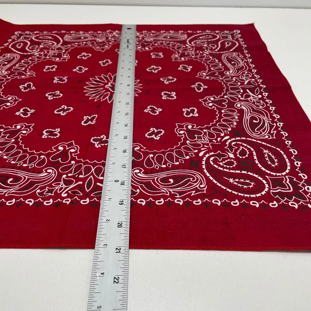 Lot of 10 Pc Vintage Hav-A-Hank Paisley Bandanas Red Navy Blue Cotton Made USA